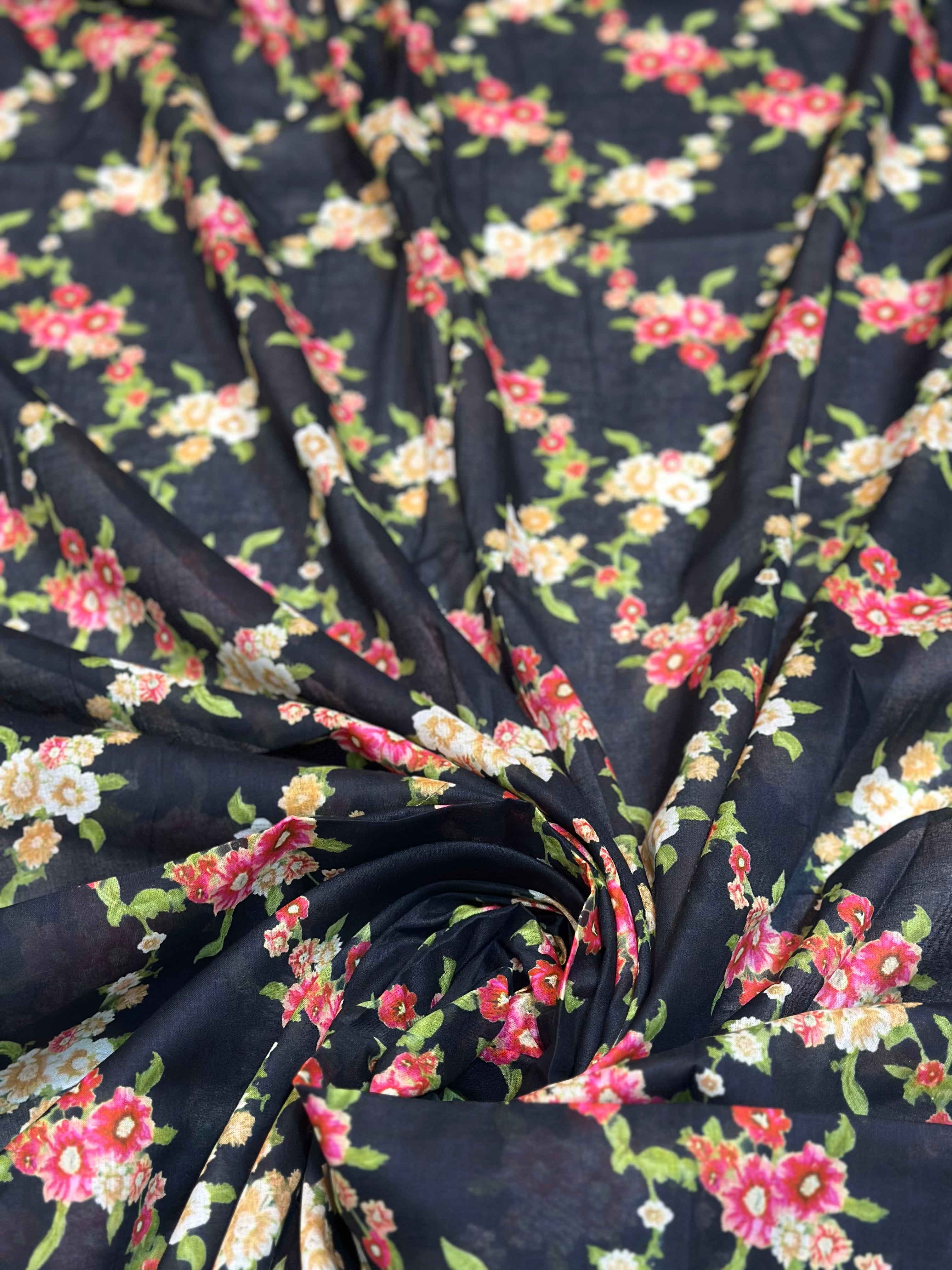Black Blossom – Printed Cotton Lawn 2 Piece