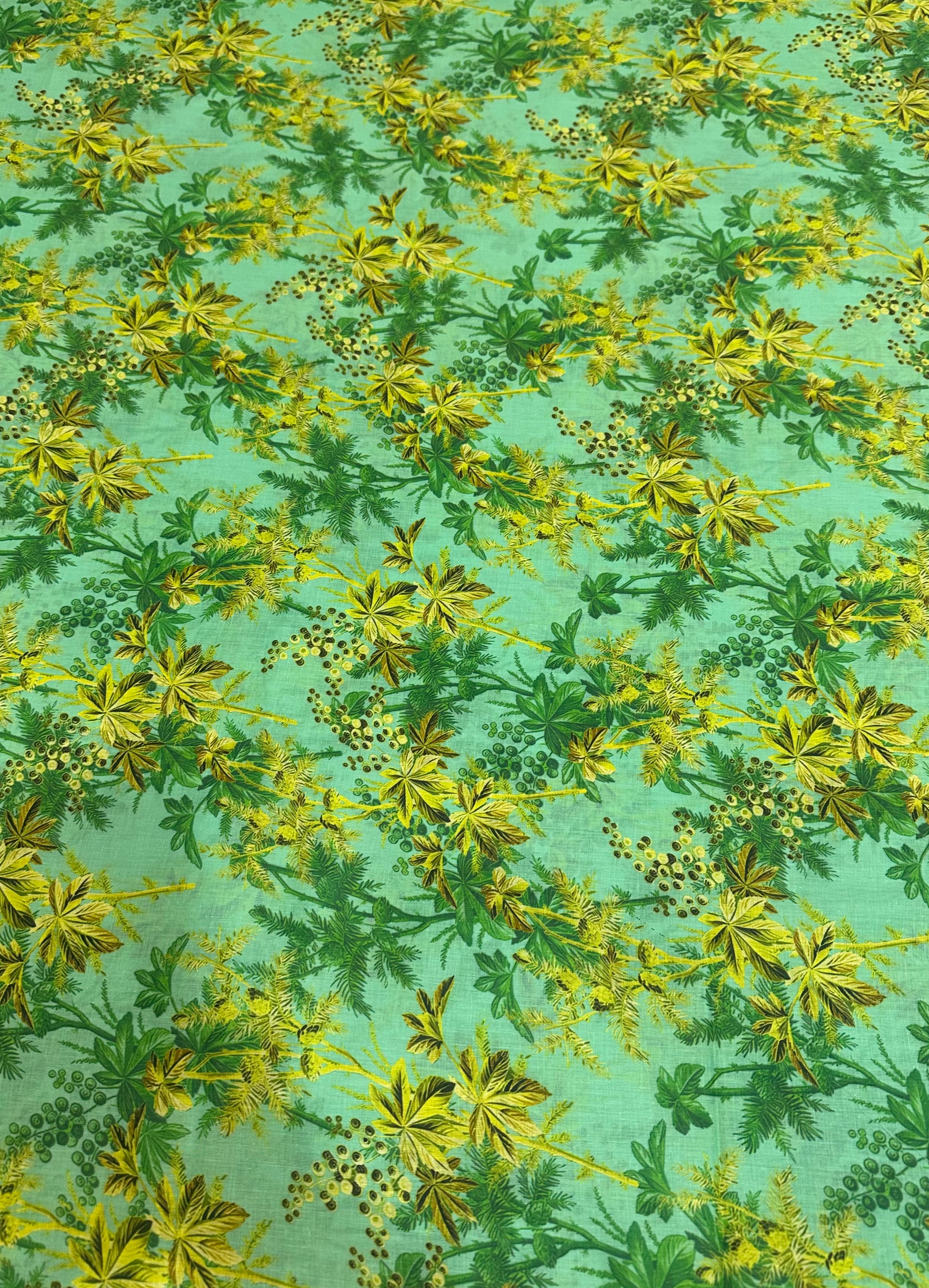 Mint Mimosa Bloom – Printed Cotton Lawn 2 Piece