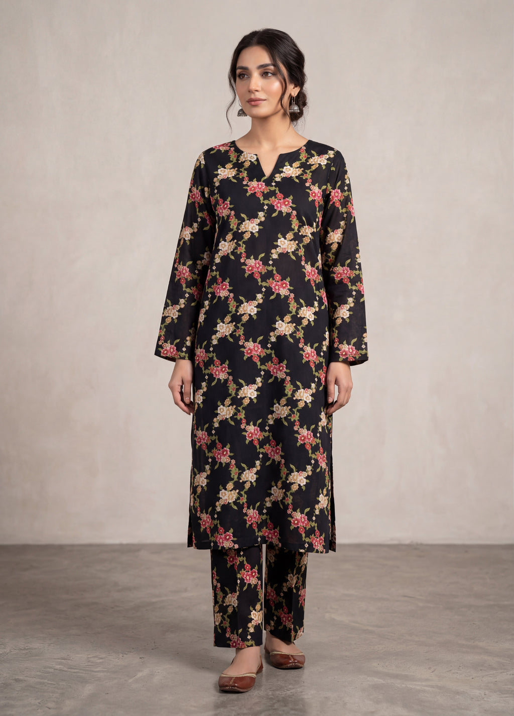 Black Blossom – Printed Cotton Lawn 2 Piece