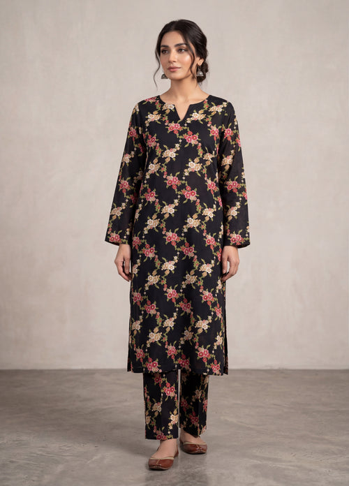 Black Blossom – Printed Cotton Lawn 2 Piece
