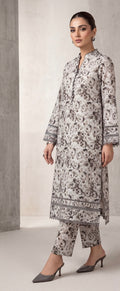 Monochrome Floral Print – Printed Cotton Lawn 2 Piece