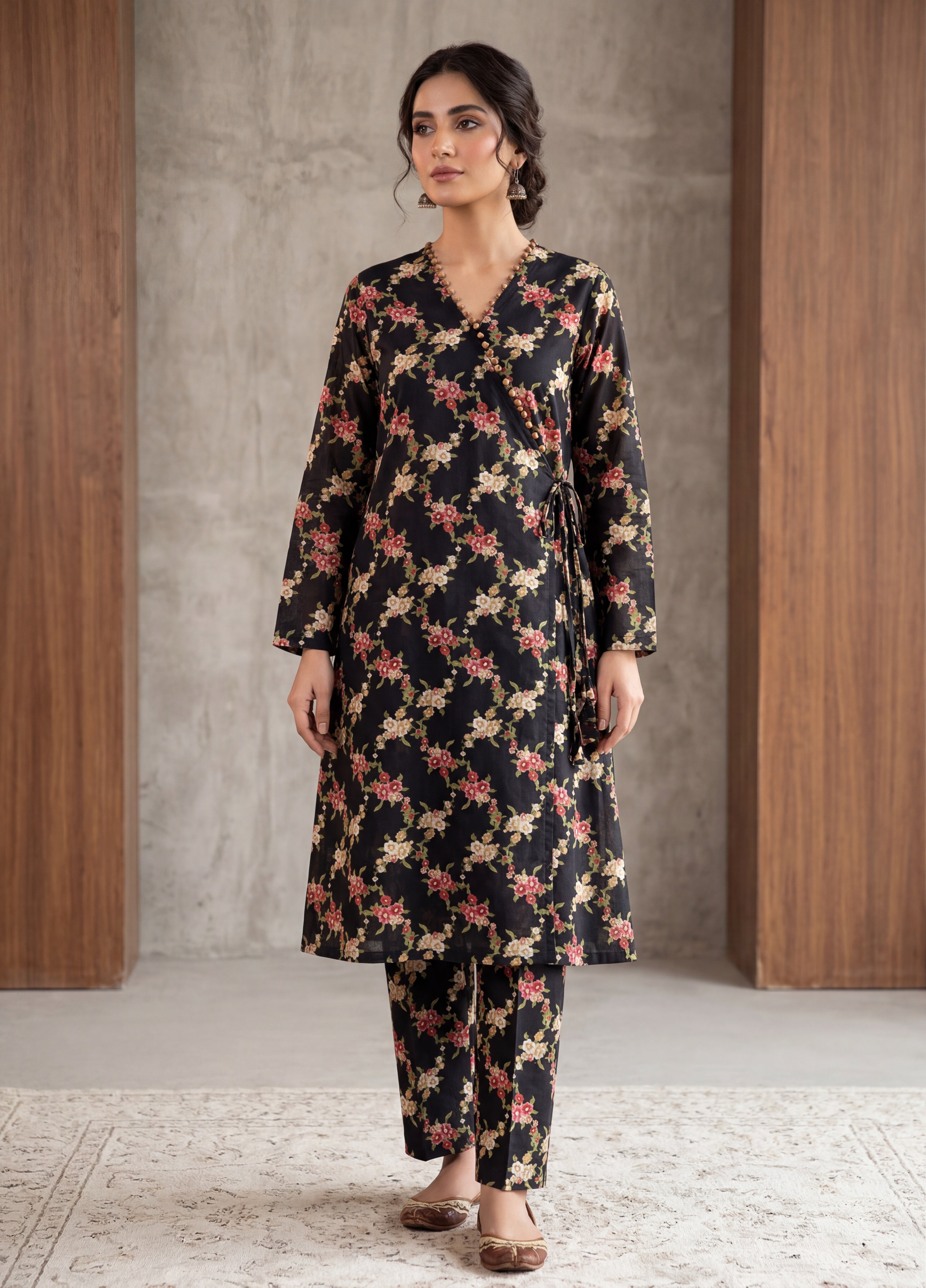 Black Blossom – Printed Cotton Lawn 2 Piece