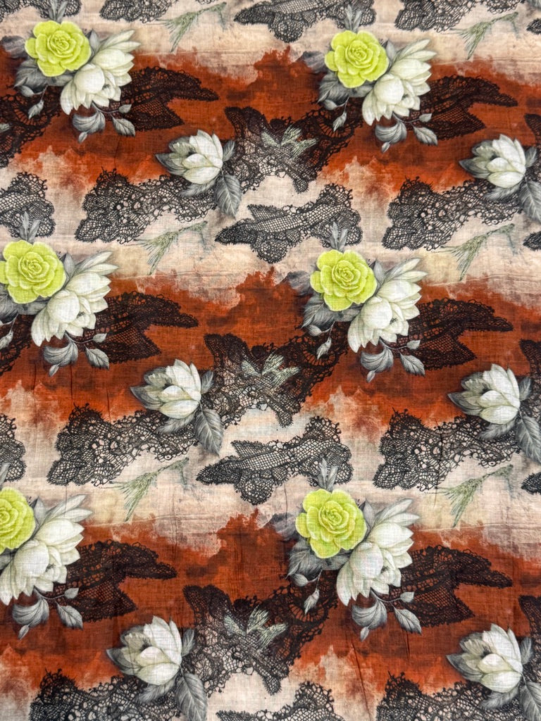 Crimson Ocean Rose – Printed Cotton Lawn 2 Piece