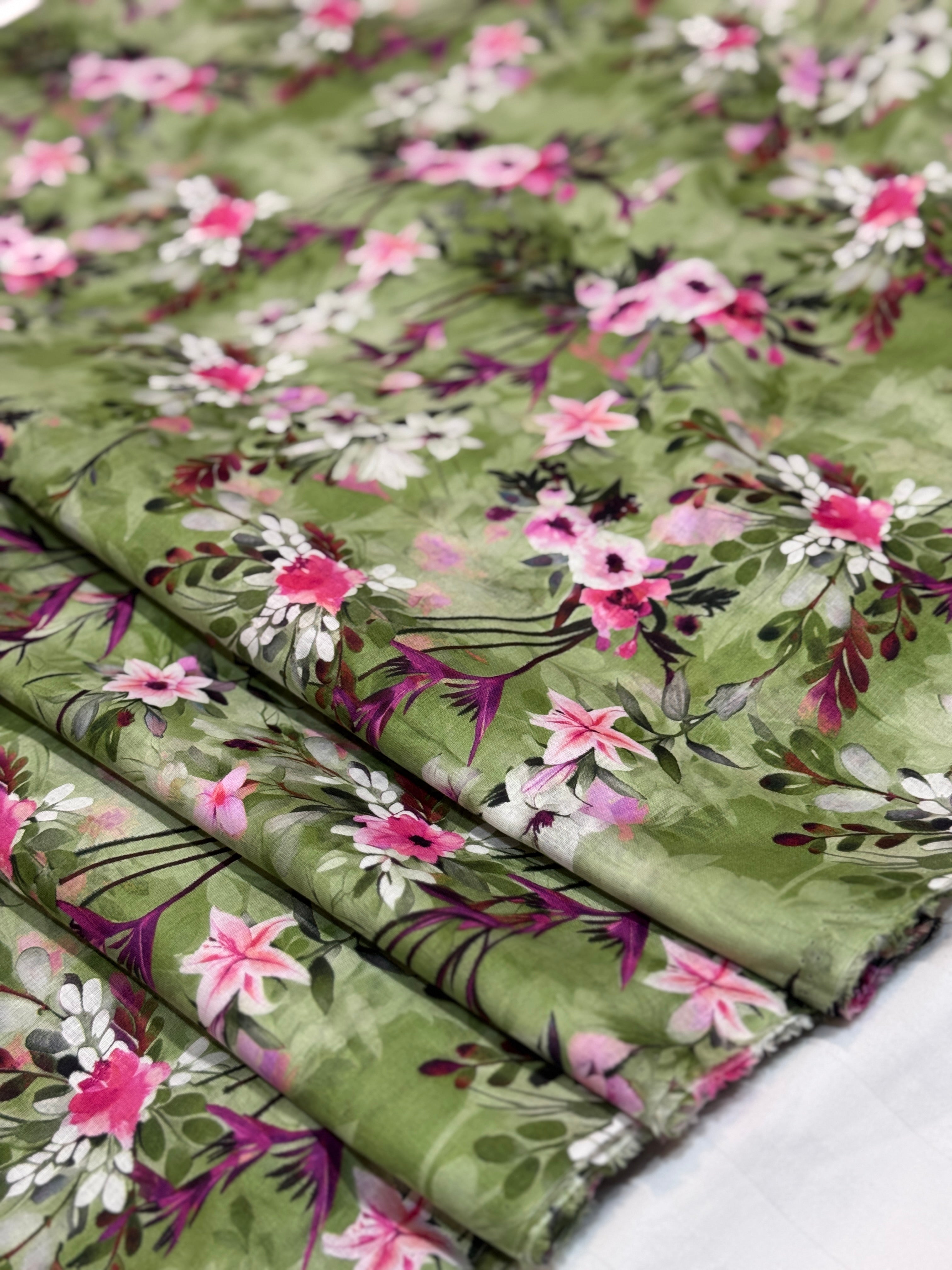 Sage Blossom – Printed Cotton Lawn 2 Piece