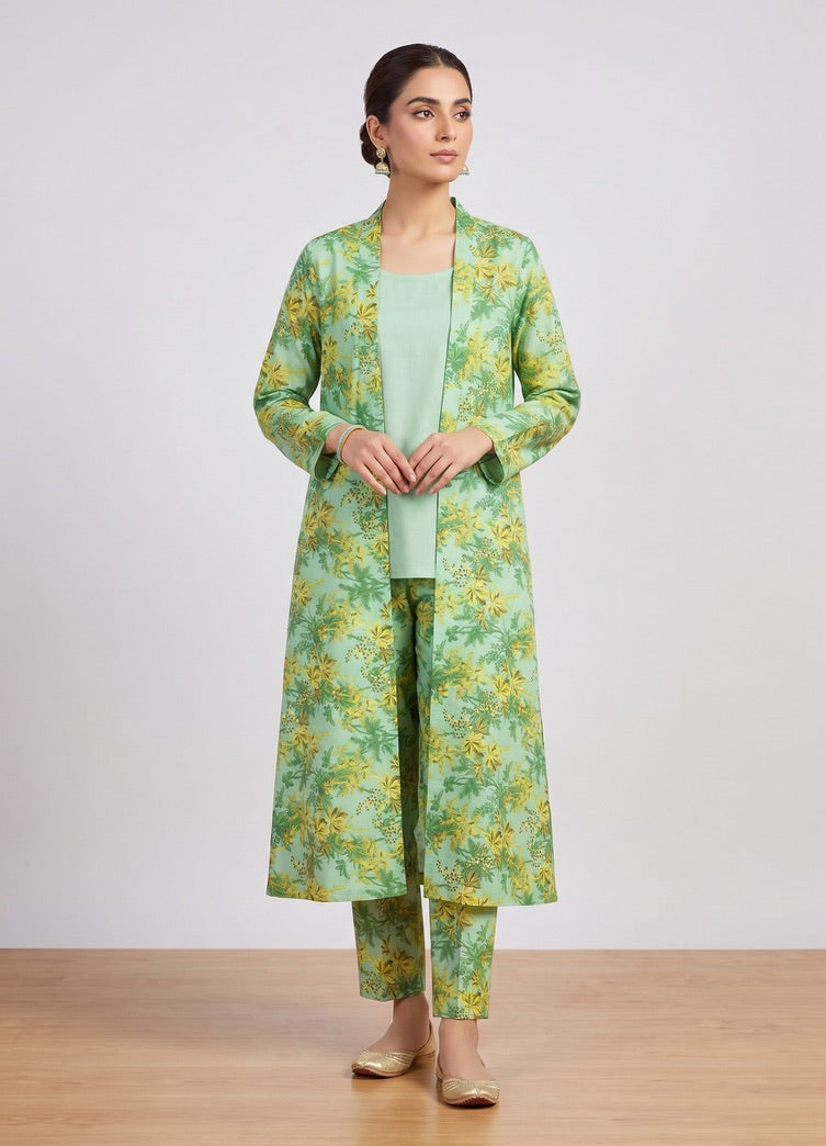 Mint Mimosa Bloom – Printed Cotton Lawn 2 Piece