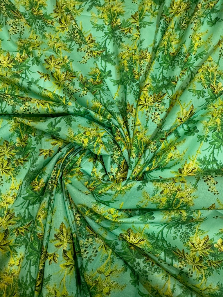 Mint Mimosa Bloom – Printed Cotton Lawn 2 Piece