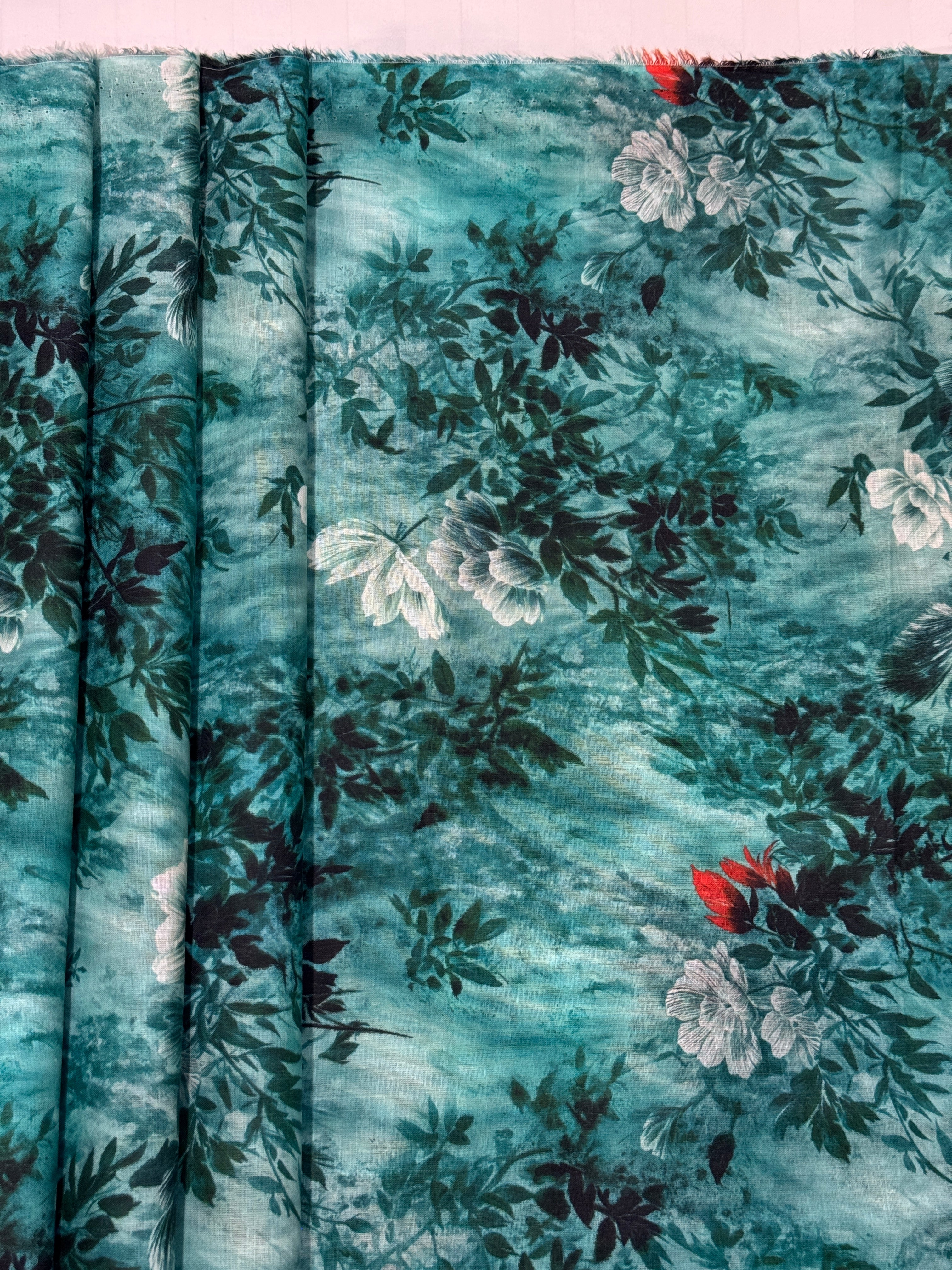 Blue Floral Elegance – Printed Cotton Lawn 2 Piece