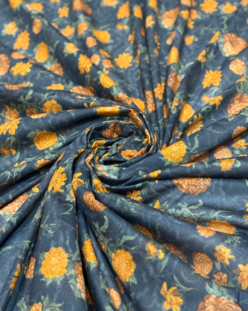 black orange floral – Printed Cotton Lawn 2 Piece