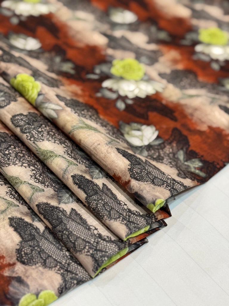 Crimson Ocean Rose – Printed Cotton Lawn 2 Piece