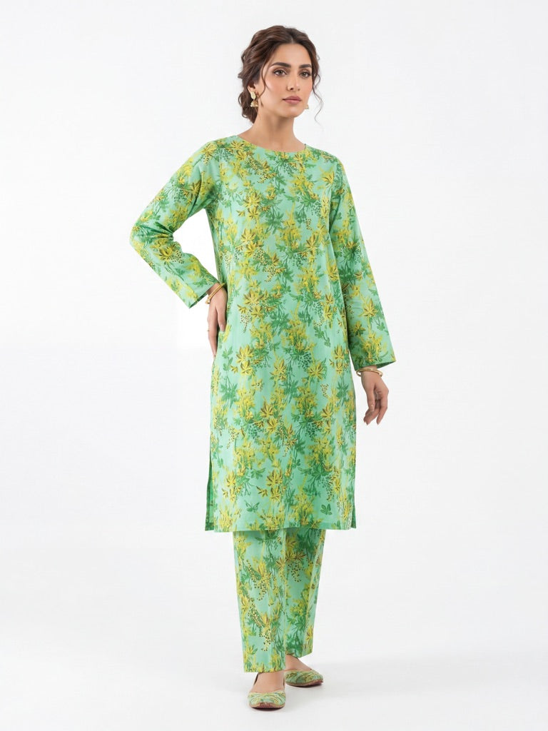 Mint Mimosa Bloom – Printed Cotton Lawn 2 Piece