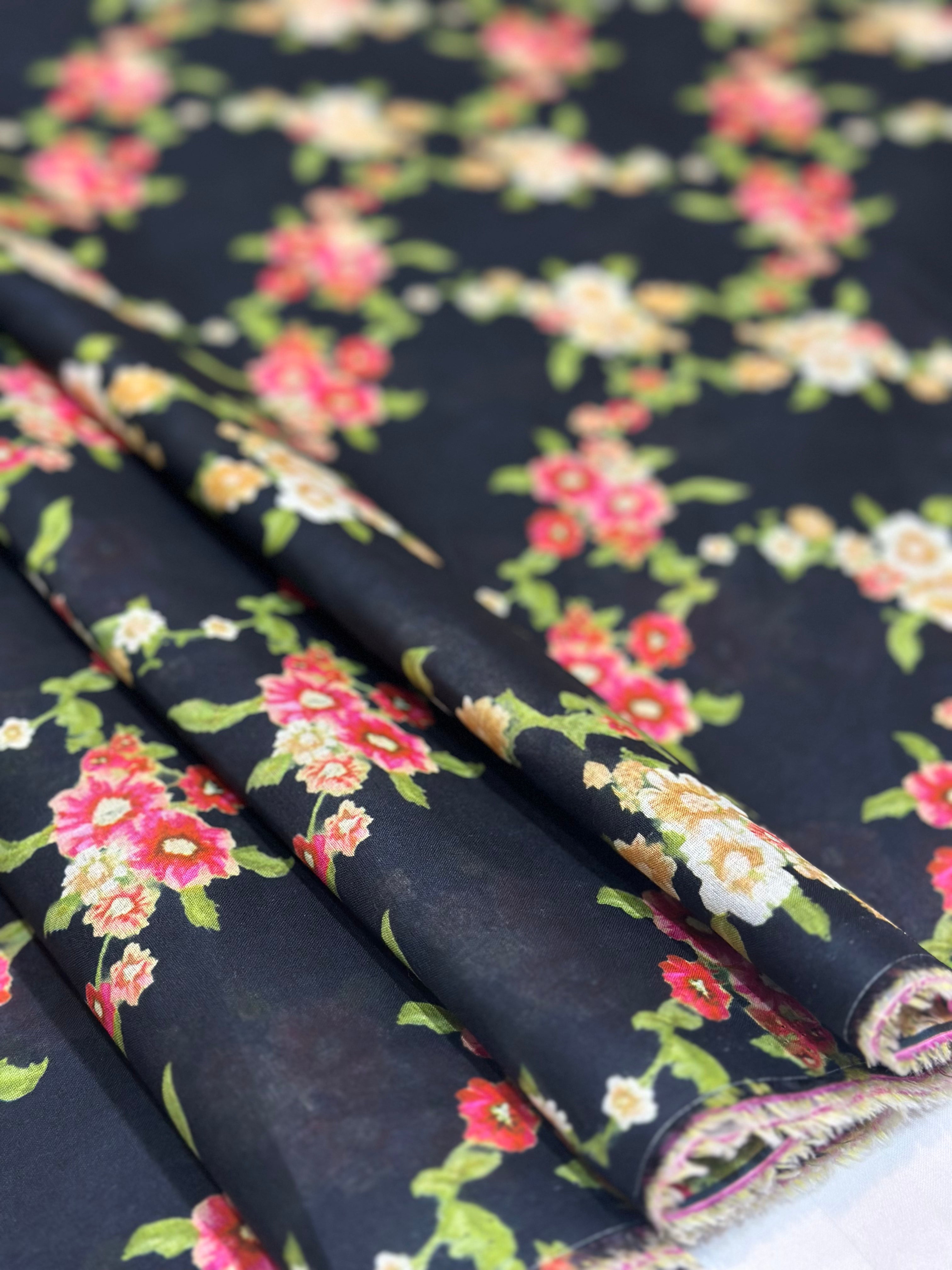 Black Blossom – Printed Cotton Lawn 2 Piece