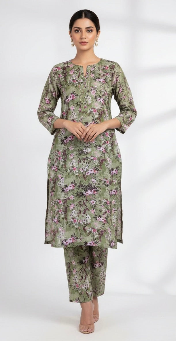 Sage Blossom – Printed Cotton Lawn 2 Piece