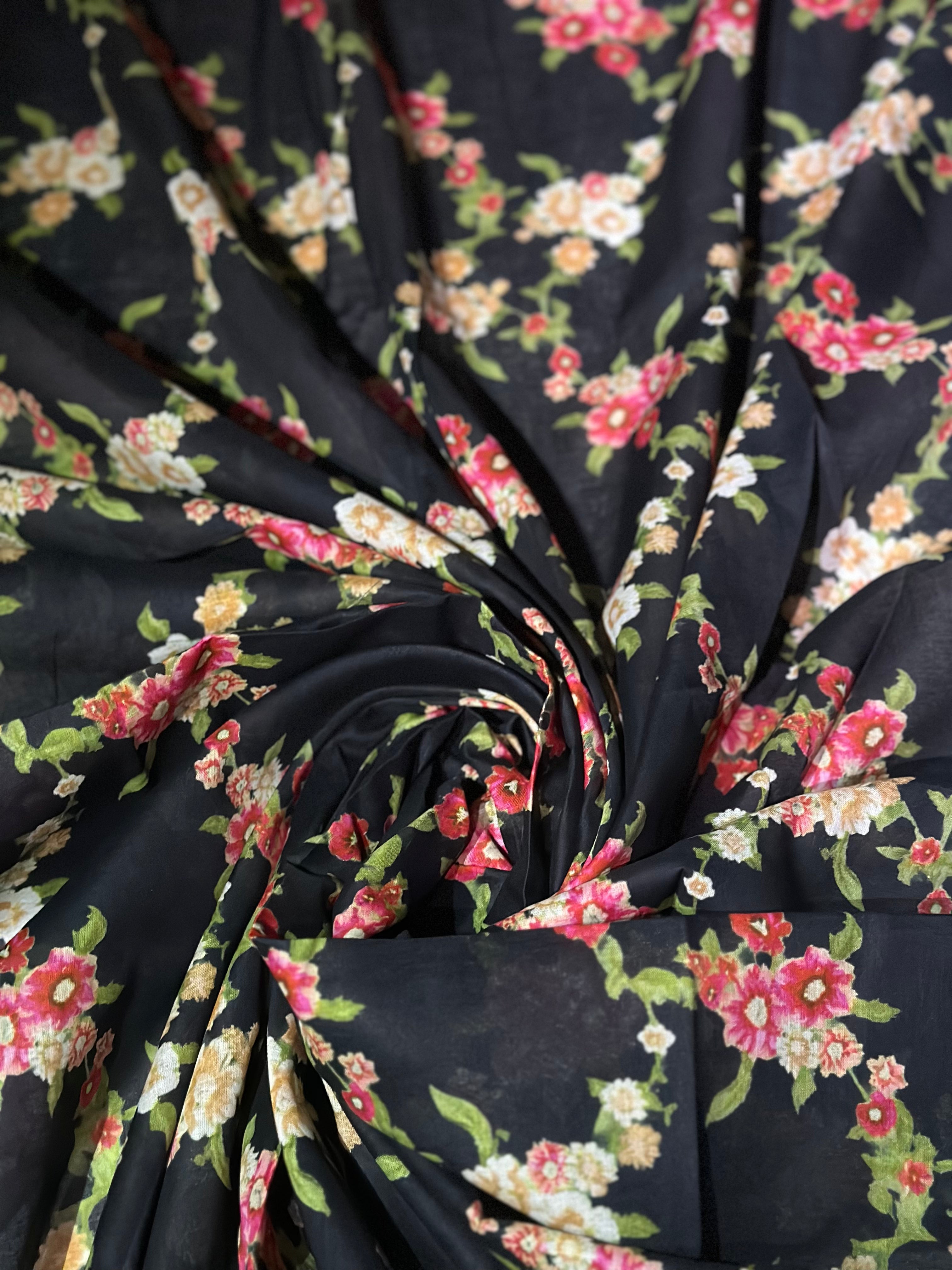 Black Blossom – Printed Cotton Lawn 2 Piece