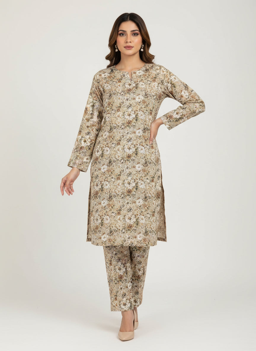 Muted Botanica – Printed Cotton Lawn 2 Piece