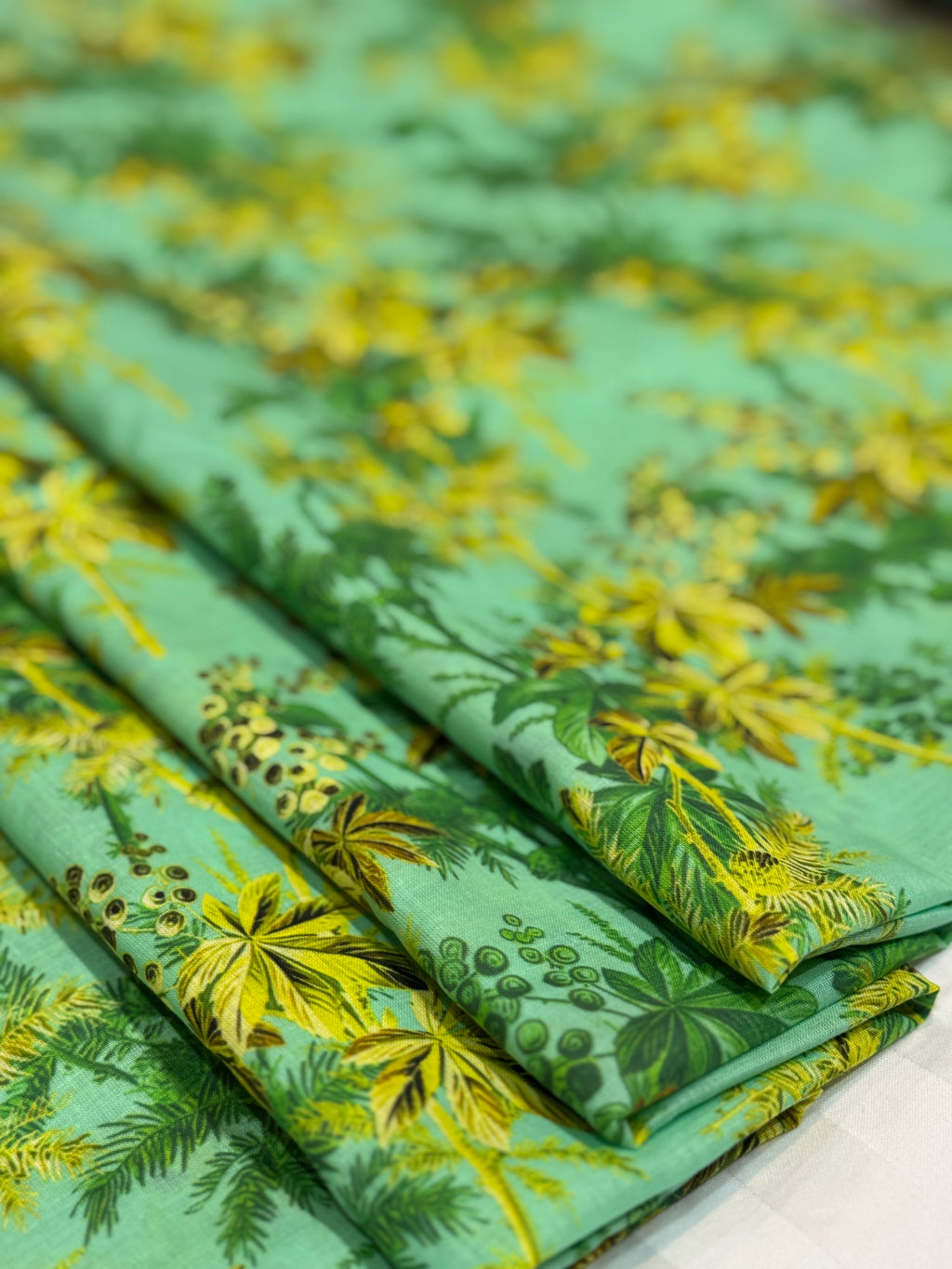 Mint Mimosa Bloom – Printed Cotton Lawn 2 Piece