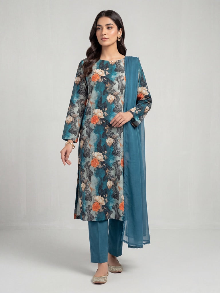 Ocean Rose – Printed Cotton Lawn 2 Piece
