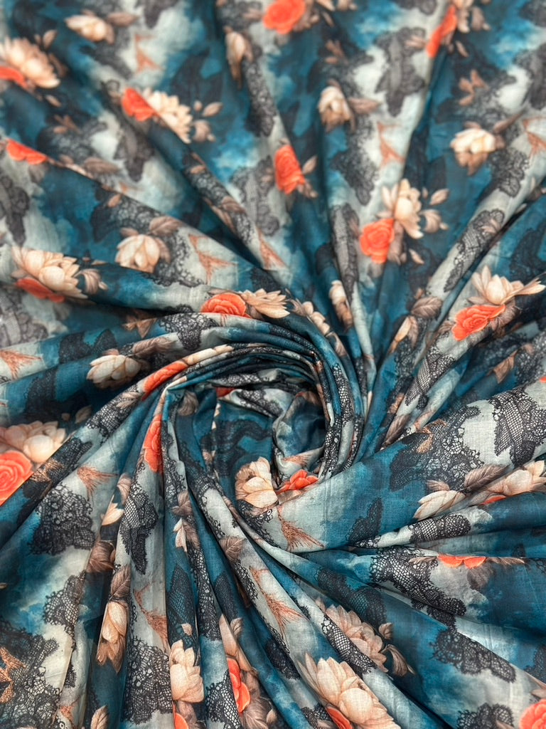 Ocean Rose – Printed Cotton Lawn 2 Piece