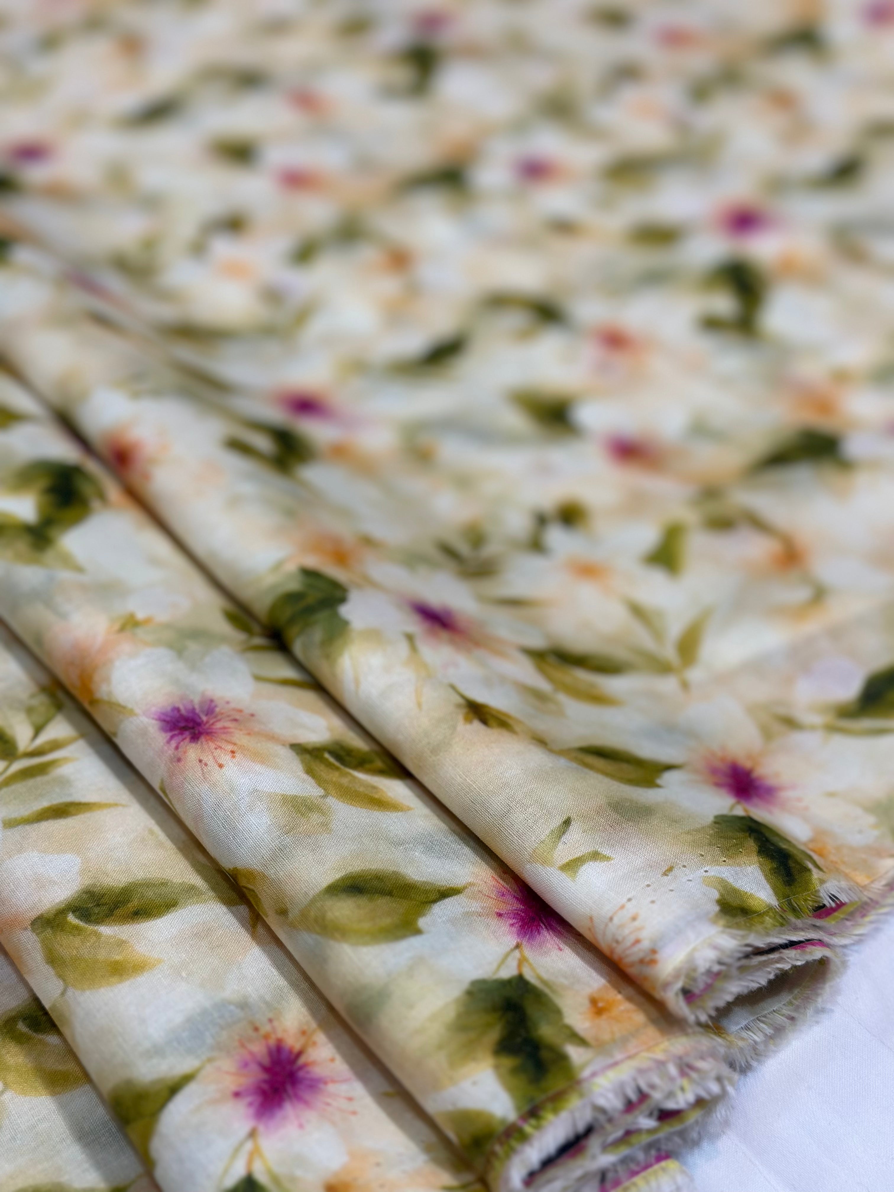 Beige Floral – Printed Cotton Lawn 2 Piece