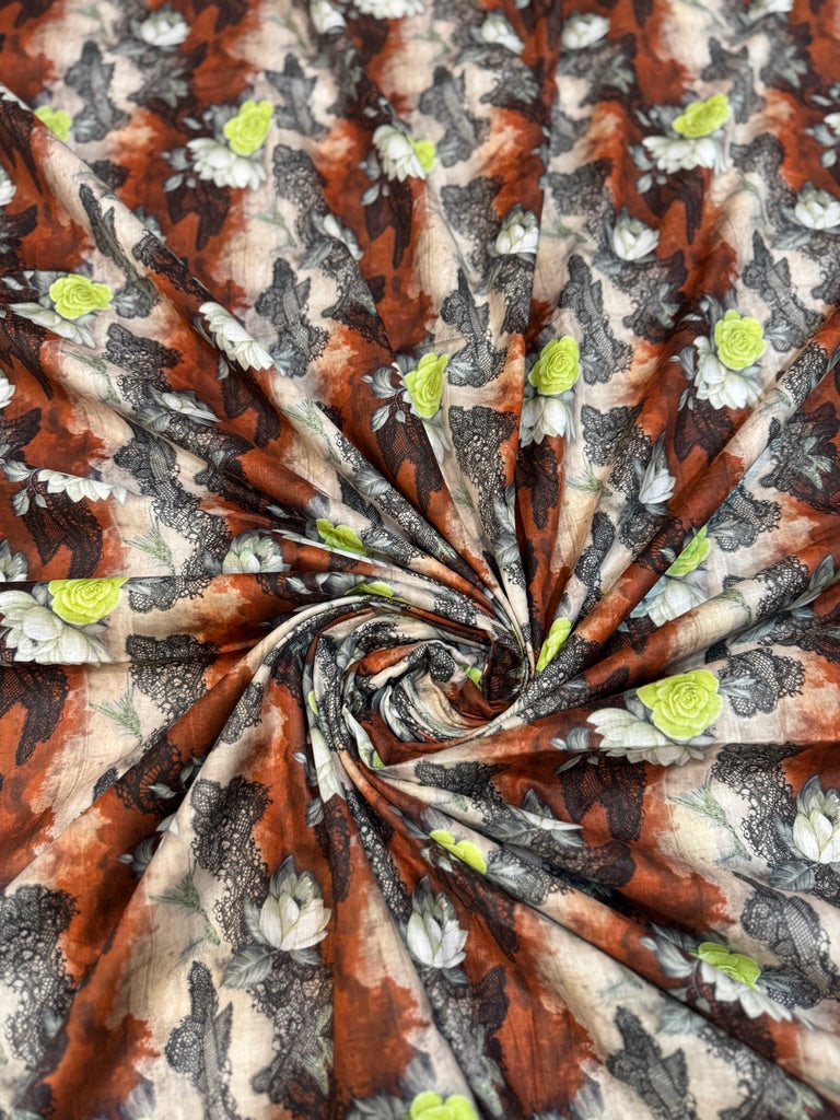 Crimson Ocean Rose – Printed Cotton Lawn 2 Piece